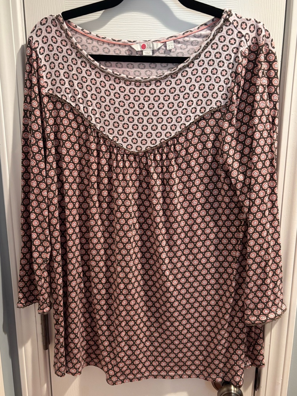 Boden Pink Printed Long-Sleeve Tunic Top